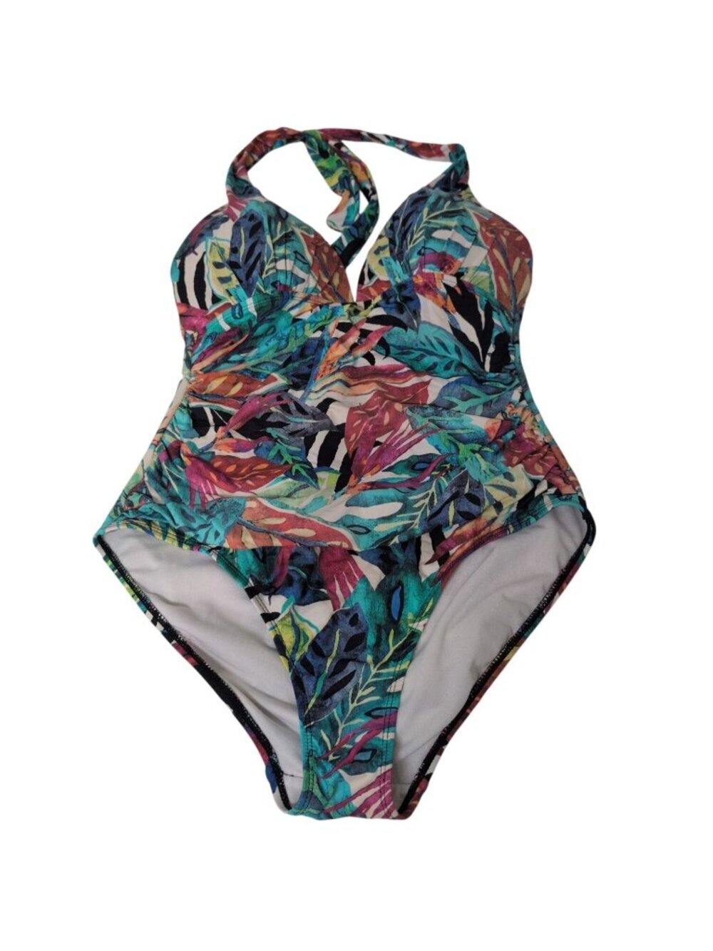 Lauren Ralph Lauren Rainforest Halter Swimsuit Womens Size 12 Tropical Stretch